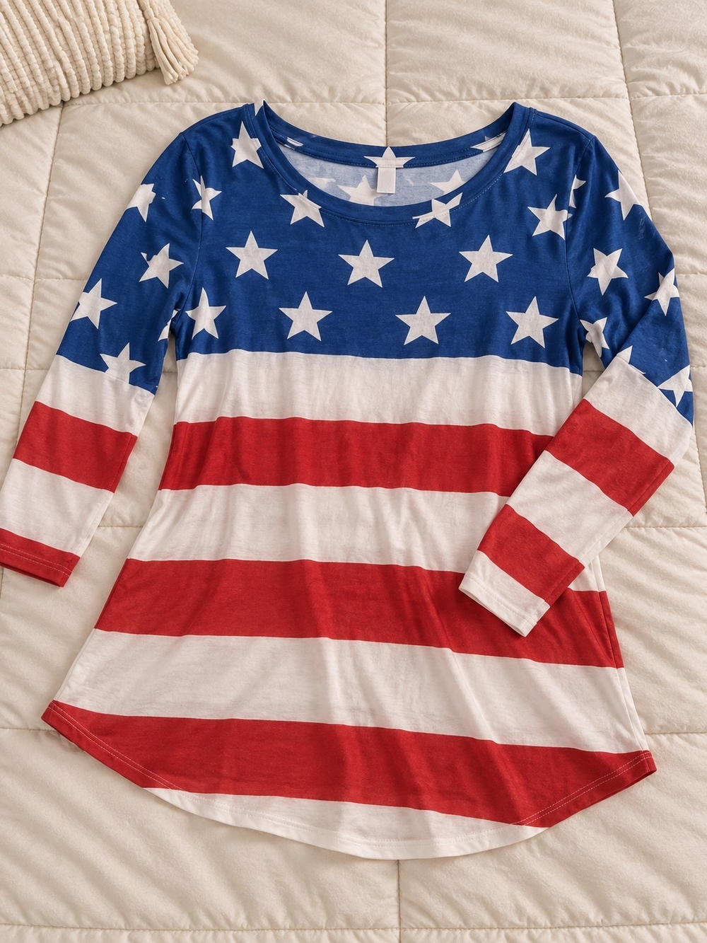 Leo Rosi Red White and Blue Stars & Stripes Long Sleeve Top